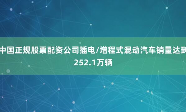 中国正规股票配资公司插电/增程式混动汽车销量达到252.1万辆